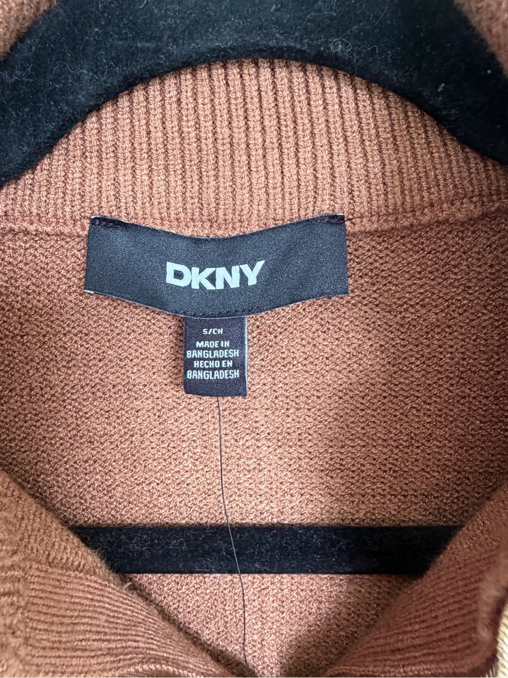 NEW Women's Brown Black Stripe DKNY Quarter Zip Sweater Size S - Picture 7 of 13